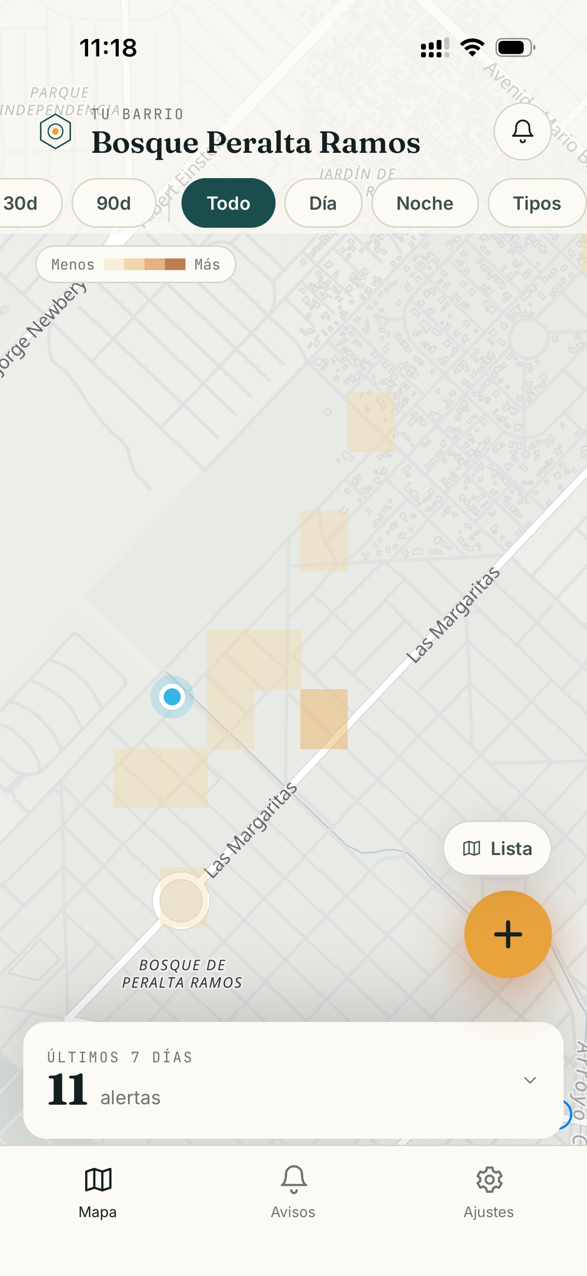 Argus: mapa de calor del barrio