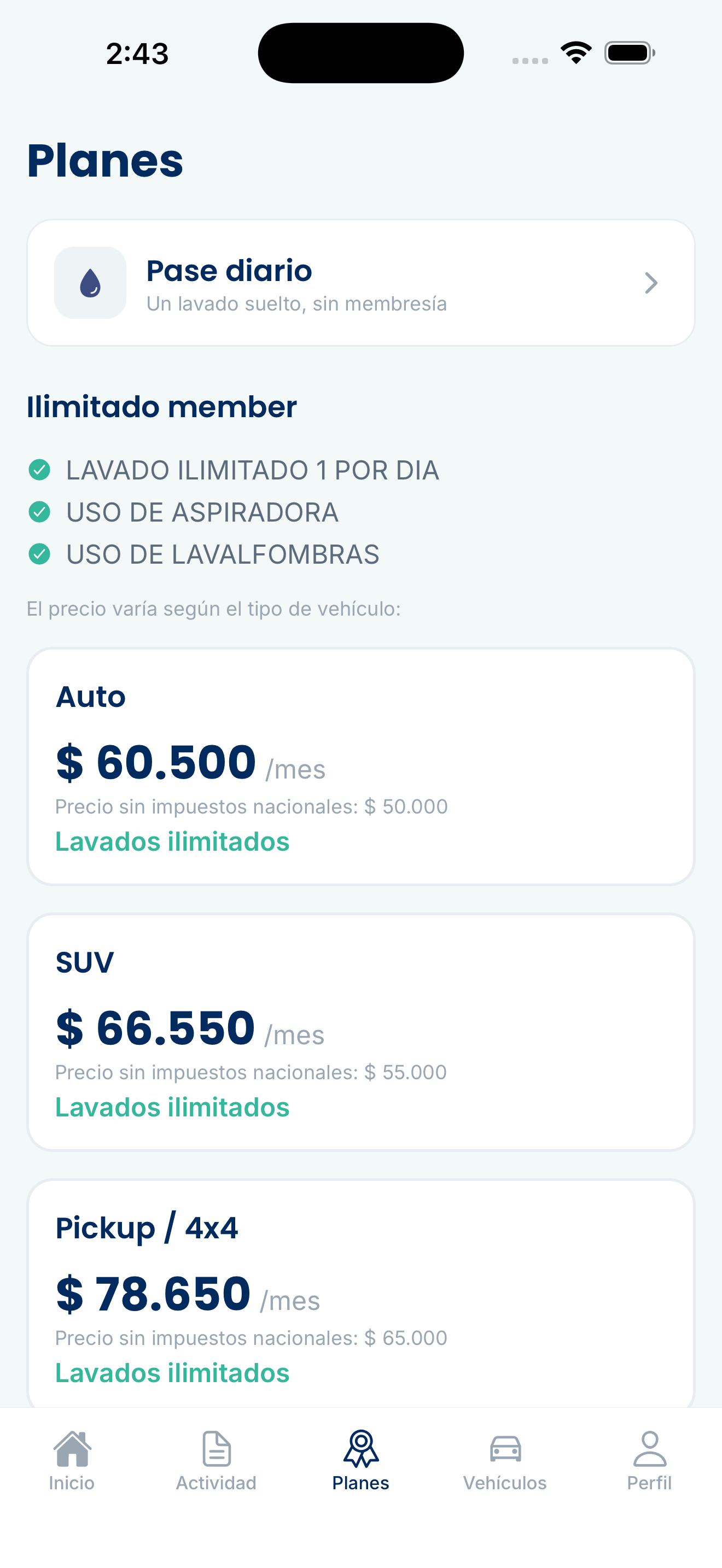 OneWash: elige tu plan