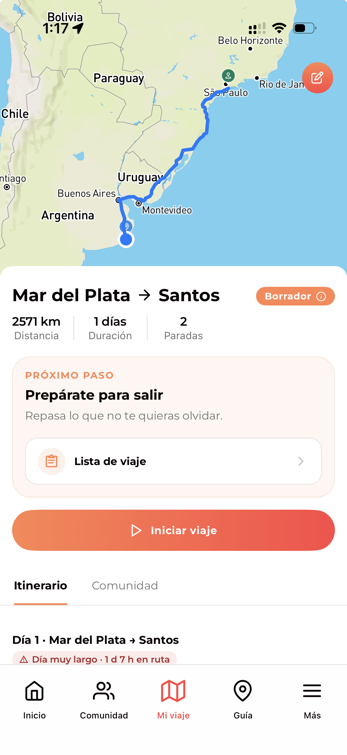 Velok: mi viaje, ruta Mar del Plata a Santos